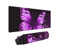 Large Gaming Mouse Pad Lovely Purple Butterfly Desk Mat Protector for Desktop Mousepad Waterproof Writing Pads with Anti-Slip Rubber Base Keyboard Pad for Gamer Office Home 31.5" x 12"