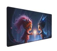 Large Gaming Mouse Pad, Magical Blue Creatures Print Desk Keyboard Pad, Non-Slip Desk Mat for Desktop Keyboard and Mouse, Mousepad for Office Home Accessories 16x35.5