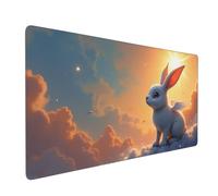 Large Gaming Mouse Pad, Magical Cute Rabbit Print Desk Keyboard Pad, Non-Slip Desk Mat for Desktop Keyboard and Mouse, Mousepad for Office Home Accessories 16x35.5