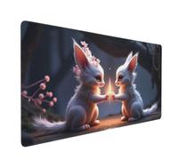 Large Gaming Mouse Pad, Magical Fox Cute Print Desk Keyboard Pad, Non-Slip Desk Mat for Desktop Keyboard and Mouse, Mousepad for Office Home Accessories 16x35.5