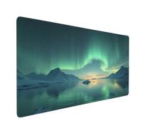 Large Gaming Mouse Pad, Magical Teal Aurora-A Print Desk Keyboard Pad, Non-Slip Desk Mat for Desktop Keyboard and Mouse, Mousepad for Office Home Accessories 16x35.5