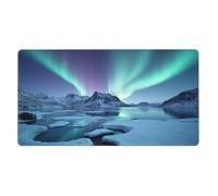 Large Gaming Mouse Pad, Magical Teal Aurora-C Print Desk Keyboard Pad, Non-Slip Desk Mat for Desktop Keyboard and Mouse, Mousepad for Office Home Accessories 16x29.5
