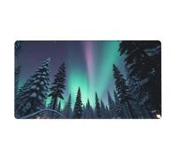 Large Gaming Mouse Pad, Magical Teal Aurora Print Desk Keyboard Pad, Non-Slip Desk Mat for Desktop Keyboard and Mouse, Mousepad for Office Home Accessories 16x29.5