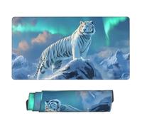 Large Gaming Mouse Pad - Majestic White Tiger Snow Peak Rubber Base Desk Mat, Desk Pad with Stitched Edges, Mousepad for Laptop, PC Keyboard Mouse Mat for Work Game Office 16x29.5in