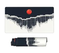Large Gaming Mouse Pad - Minimalist Red Sunset Pattern Print Rubber Base Desk Mat, Desk Pad with Stitched Edges, Mousepad for Laptop, PC Keyboard Mouse Mat for Work Game Office 16x29.5in