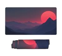 Large Gaming Mouse Pad - Minimalist Red Sunset Print Rubber Base Desk Mat, Desk Pad with Stitched Edges, Mousepad for Laptop, PC Keyboard Mouse Mat for Work Game Office 16x29.5in