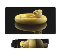Large Gaming Mouse Pad - Minimalist Yellow Snake Print Rubber Base Desk Mat, Desk Pad with Stitched Edges, Mousepad for Laptop, PC Keyboard Mouse Mat for Work Game Office 16x29.5in