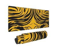 Large Gaming Mouse Pad Mustard Yellow and Black Desk Mat Protector for Desktop Mousepad Waterproof Writing Pads with Anti-Slip Rubber Base Keyboard Pad for Gamer Office Home 31.5" x 12"