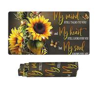 Large Gaming Mouse Pad - My Mind Sunflower Rubber Base Desk Mat, Desk Pad with Stitched Edges, Mousepad for Laptop, PC Keyboard Mouse Mat for Work Game Office 16x29.5in