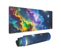 Large Gaming Mouse Pad Nebula and Moon Desk Mat Protector for Desktop Mousepad Waterproof Writing Pads with Anti-Slip Rubber Base Keyboard Pad for Gamer Office Home 31.5" x 12"