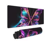 Large Gaming Mouse Pad Neon Butterfly Desk Mat Protector for Desktop Mousepad Waterproof Writing Pads with Anti-Slip Rubber Base Keyboard Pad for Gamer Office Home 31.5" x 12"