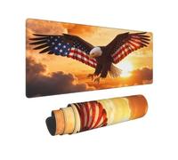 Large Gaming Mouse Pad, Non-Slip American Flag Eagle Japanese Wave Minimalist Floral Mouse Mat for Home Office, 31.5”x11.8” (American Flag Eagle)