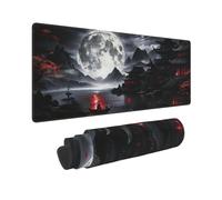 Large Gaming Mouse Pad, Non-Slip American Flag Eagle Japanese Wave Minimalist Floral Mouse Mat for Home Office, 31.5”x11.8” (Japanese Expanded Architecture and Moon)