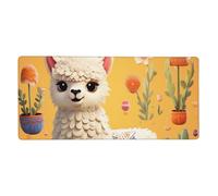 Large Gaming Mouse Pad, Non-Slip Extended XXL Mouse Mat Long Desk Pad with Stitched Edges for Keyboard Home Office Gaming Work Cartoon Alpaca Cute Animal Big Desk Pad 16x35.5in