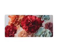 Large Gaming Mouse Pad, Non-Slip Extended XXL Mouse Mat Long Desk Pad with Stitched Edges for Keyboard Home Office Gaming Work Colorful Carnations Flowers Big Desk Pad 16x35.5in