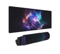 Large Gaming Mouse Pad, Non-Slip Japanese Cherry Blossom Sea Wave Galaxy Mouse Mat for Home Office, 31.5”x11.8” (Blue Purple Galaxy)