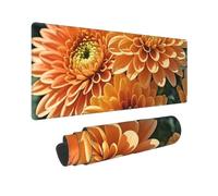 Large Gaming Mouse Pad Orange Flowers Desk Mat Protector for Desktop Mousepad Waterproof Writing Pads with Anti-Slip Rubber Base Keyboard Pad for Gamer Office Home 31.5" x 12"