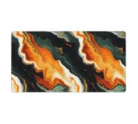 Large Gaming Mouse Pad, Orange-Green Marble Print Desk Keyboard Pad, Non-Slip Desk Mat for Desktop Keyboard and Mouse, Mousepad for Office Home Accessories 16x29.5