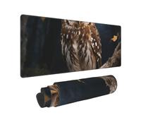 Large Gaming Mouse Pad Owl Sitting on A Branch Print Desk Mat Protector for Desktop Mousepad Waterproof Writing Pads with Anti-Slip Rubber Base Keyboard Pad for Gamer Office Home 31.5" x 12"