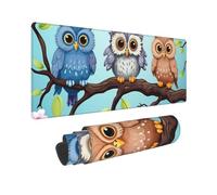 Large Gaming Mouse Pad Owls on a Branch Desk Mat Protector for Desktop Mousepad Waterproof Writing Pads with Anti-Slip Rubber Base Keyboard Pad for Gamer Office Home 31.5" x 12"