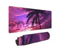 Large Gaming Mouse Pad Palm Tree Purple Sunset Desk Mat Protector for Desktop Mousepad Waterproof Writing Pads with Anti-Slip Rubber Base Keyboard Pad for Gamer Office Home 31.5" x 12"