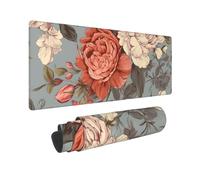 Large Gaming Mouse Pad Peony Flower Pattern Desk Mat Protector for Desktop Mousepad Waterproof Writing Pads with Anti-Slip Rubber Base Keyboard Pad for Gamer Office Home 31.5" x 12"