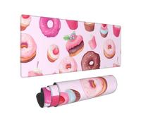 Large Gaming Mouse Pad Pink Donut and Cupcake Desk Mat Protector for Desktop Mousepad Waterproof Writing Pads with Anti-Slip Rubber Base Keyboard Pad for Gamer Office Home 31.5" x 12"