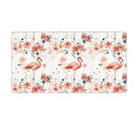 Large Gaming Mouse Pad, Pink Floral Flamingo Print Desk Keyboard Pad, Non-Slip Desk Mat for Desktop Keyboard and Mouse, Mousepad for Office Home Accessories 16x29.5