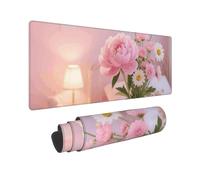 Large Gaming Mouse Pad Pink Flower Desk Mat Protector for Desktop Mousepad Waterproof Writing Pads with Anti-Slip Rubber Base Keyboard Pad for Gamer Office Home 31.5" x 12"