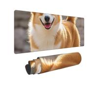 Large Gaming Mouse Pad Playful Corgi Desk Mat Protector for Desktop Mousepad Waterproof Writing Pads with Anti-Slip Rubber Base Keyboard Pad for Gamer Office Home 31.5" x 12"