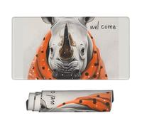 Large Gaming Mouse Pad - Polka Dot Rhino Welcome Rubber Base Desk Mat, Desk Pad with Stitched Edges, Mousepad for Laptop, PC Keyboard Mouse Mat for Work Game Office 16x29.5in