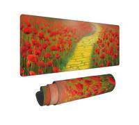 Large Gaming Mouse Pad Poppies Field Yellow Brick Road Desk Mat Protector for Desktop Mousepad Waterproof Writing Pads with Anti-Slip Rubber Base Keyboard Pad for Gamer Office Home 31.5" x 12"