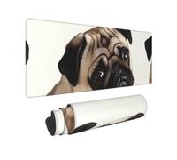 Large Gaming Mouse Pad Pug Dog Desk Mat Protector for Desktop Mousepad Waterproof Writing Pads with Anti-Slip Rubber Base Keyboard Pad for Gamer Office Home 31.5" x 12"