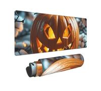 Large Gaming Mouse Pad Pumpkin Lantern Desk Mat Protector for Desktop Mousepad Waterproof Writing Pads with Anti-Slip Rubber Base Keyboard Pad for Gamer Office Home 31.5" x 12"