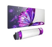 Large Gaming Mouse Pad Purple Butterfly1 Desk Mat Protector for Desktop Mousepad Waterproof Writing Pads with Anti-Slip Rubber Base Keyboard Pad for Gamer Office Home 31.5" x 12"