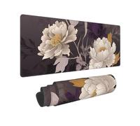 Large Gaming Mouse Pad Purple Elegant Peony Flower Desk Mat Protector for Desktop Mousepad Waterproof Writing Pads with Anti-Slip Rubber Base Keyboard Pad for Gamer Office Home 31.5" x 12"