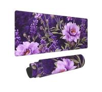 Large Gaming Mouse Pad Purple Floral Desk Mat Protector for Desktop Mousepad Waterproof Writing Pads with Anti-Slip Rubber Base Keyboard Pad for Gamer Office Home 31.5" x 12"