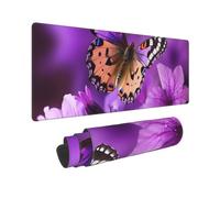 Large Gaming Mouse Pad Purple Flower Butterfly Desk Mat Protector for Desktop Mousepad Waterproof Writing Pads with Anti-Slip Rubber Base Keyboard Pad for Gamer Office Home 31.5" x 12"