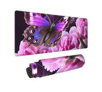 Large Gaming Mouse Pad Purple Flower butterfly2 Desk Mat Protector for Desktop Mousepad Waterproof Writing Pads with Anti-Slip Rubber Base Keyboard Pad for Gamer Office Home 31.5" x 12"