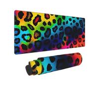 Large Gaming Mouse Pad Rainbow Leopard Print Desk Mat Protector for Desktop Mousepad Waterproof Writing Pads with Anti-Slip Rubber Base Keyboard Pad for Gamer Office Home 31.5" x 12"