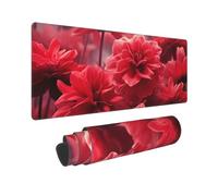 Large Gaming Mouse Pad Red Flowers Desk Mat Protector for Desktop Mousepad Waterproof Writing Pads with Anti-Slip Rubber Base Keyboard Pad for Gamer Office Home 31.5" x 12"