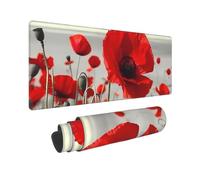 Large Gaming Mouse Pad Red Poppy Flower Desk Mat Protector for Desktop Mousepad Waterproof Writing Pads with Anti-Slip Rubber Base Keyboard Pad for Gamer Office Home 31.5" x 12"