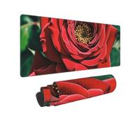 Large Gaming Mouse Pad Red Rose Photo Desk Mat Protector for Desktop Mousepad Waterproof Writing Pads with Anti-Slip Rubber Base Keyboard Pad for Gamer Office Home 31.5" x 12"
