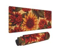 Large Gaming Mouse Pad Red Sunflower Desk Mat Protector for Desktop Mousepad Waterproof Writing Pads with Anti-Slip Rubber Base Keyboard Pad for Gamer Office Home 31.5" x 12"