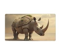 Large Gaming Mouse Pad, Retro Beige Rhino Print Desk Keyboard Pad, Non-Slip Desk Mat for Desktop Keyboard and Mouse, Mousepad for Office Home Accessories 16x29.5