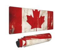 Large Gaming Mouse Pad Retro Canada Flag Desk Mat Protector for Desktop Mousepad Waterproof Writing Pads with Anti-Slip Rubber Base Keyboard Pad for Gamer Office Home 31.5" x 12"