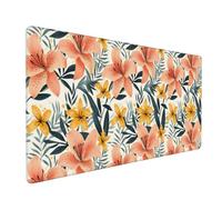 Large Gaming Mouse Pad, Retro Lily Print Desk Keyboard Pad, Non-Slip Desk Mat for Desktop Keyboard and Mouse, Mousepad for Office Home Accessories 16x35.5