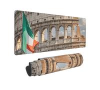 Large Gaming Mouse Pad Roman Colosseum Italian Flag Desk Mat Protector for Desktop Mousepad Waterproof Writing Pads with Anti-Slip Rubber Base Keyboard Pad for Gamer Office Home 31.5" x 12"
