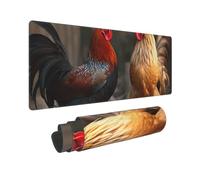 Large Gaming Mouse Pad Rooster and Chicken Desk Mat Protector for Desktop Mousepad Waterproof Writing Pads with Anti-Slip Rubber Base Keyboard Pad for Gamer Office Home 31.5" x 12"