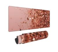 Large Gaming Mouse Pad Rose Gold Glitter Desk Mat Protector for Desktop Mousepad Waterproof Writing Pads with Anti-Slip Rubber Base Keyboard Pad for Gamer Office Home 31.5" x 12"